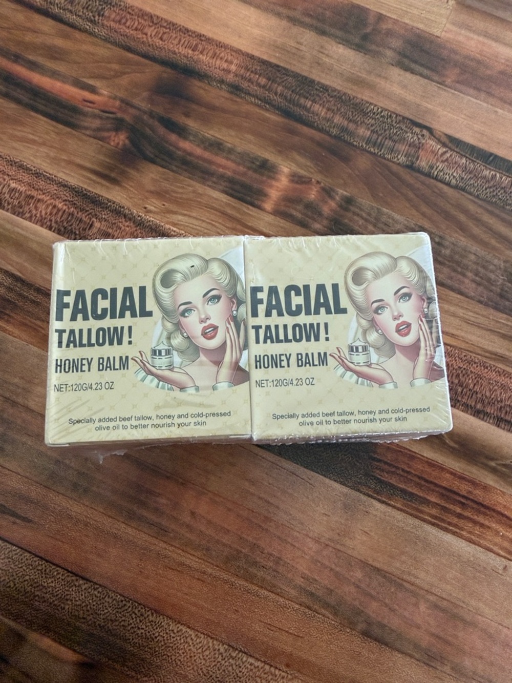 Facial Tallow Honey Balm - Retro Pinup Packaging - Beige